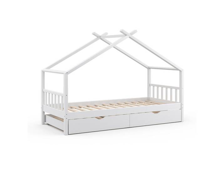 VitaliSpa Hausbett Design Weiß 90x200 cm mit Gästebett, Holz, Rechteckig, 90x200 cm, Baby- und Kindermöbel, Kinderzimmer & Jugendzimmer, Kinderbetten