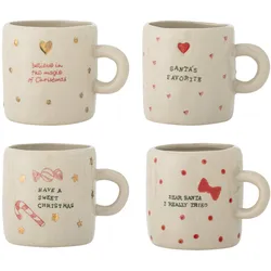 Bloomingville Christy Tasse Natur 260 ml (4er-Set), Weihnachten, Natur - Ø 7 x H 6 cm