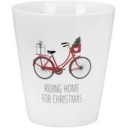 Krasilnikoff Happy Mug Becher Riding Home for Christmas Bike, Ø 8.8, Höhe 10 cm