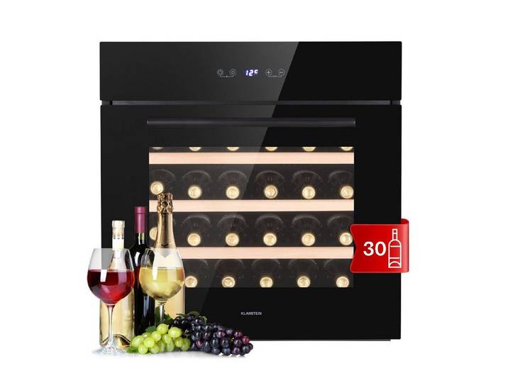 Klarstein Weinkühlschrank Vinsider 30 Built-In Uno, für 30 Standardflaschen á 0,75l,Wein Flaschenkühlschrank Weintemperierschrank Weinschrank Kühlschrank