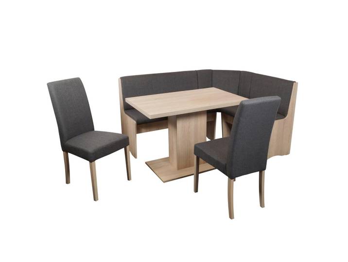 P & B Eckbankgruppe Duisburg Olduso Artemis, Anthrazit, Sonoma Eiche, Buche, massiv, Uni, eckig, 165x89x125 cm, Esszimmer, Bänke, Tischgruppen & Eckbankgruppen