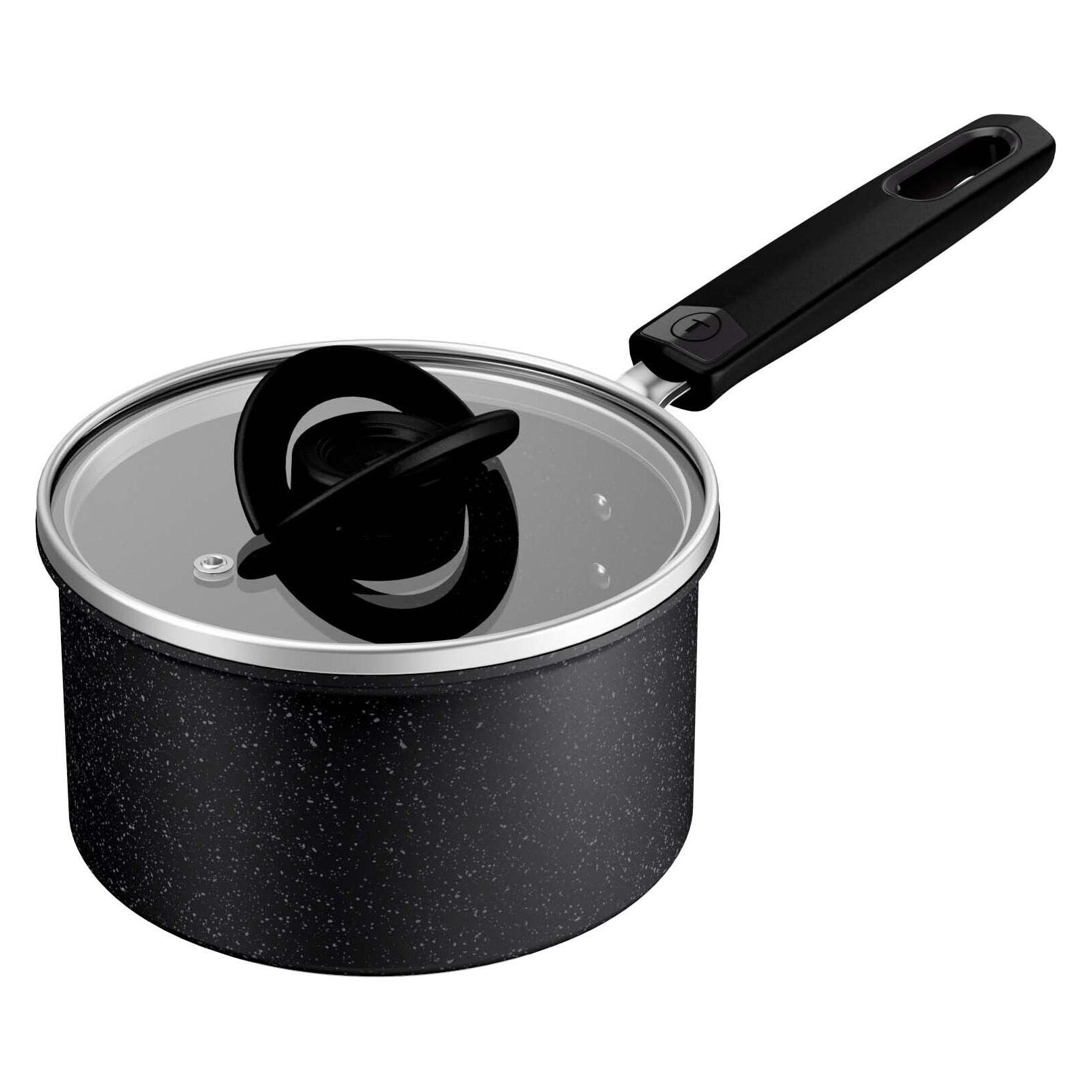 Tefal Excell Cook 16 cm Pot, 1.7 L, Glass Lid, Black (Kochtopf, Aluminium, 16 x 13.10 cm) (67090286)