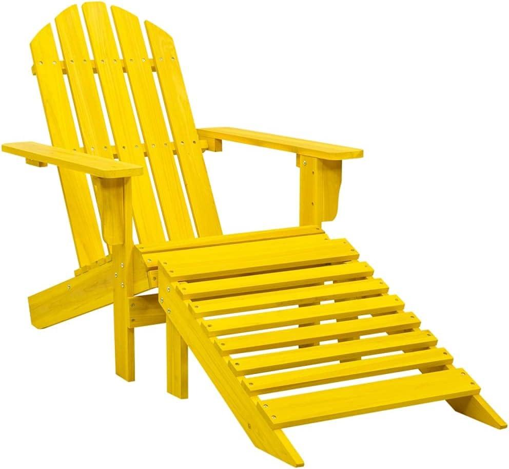 Adirondack-Gartenstuhl mit Ottomane aus massivem Tannenholz, gelb