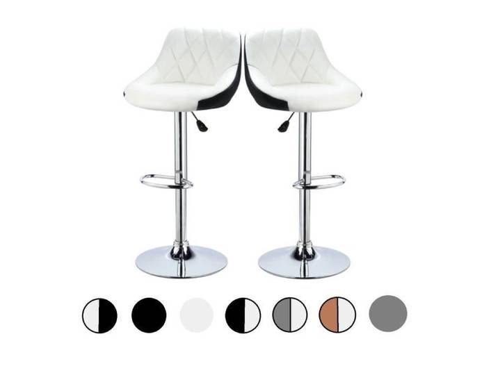 Tabouret de bar CIFUNZERO en similicuir style cuillère lot de 2 blancs et noirs