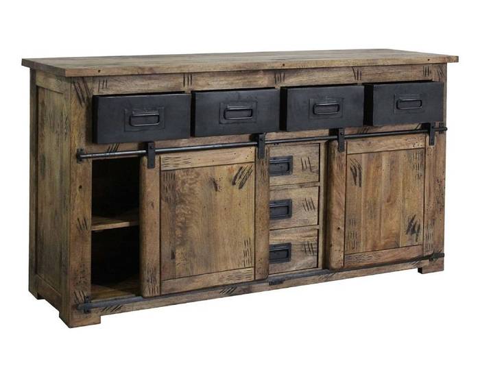 Main Möbel Sideboard Sideboard 150x90cm 'Railroad' Mango & Eisen, Used Look-d.h. mit Gebrauchsspuren-jedes Teil ein Unikat