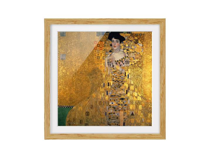 Impression d’art Adele Bloch-Bauer VIII Chêne massif naturel Doré 30 x 30cm
