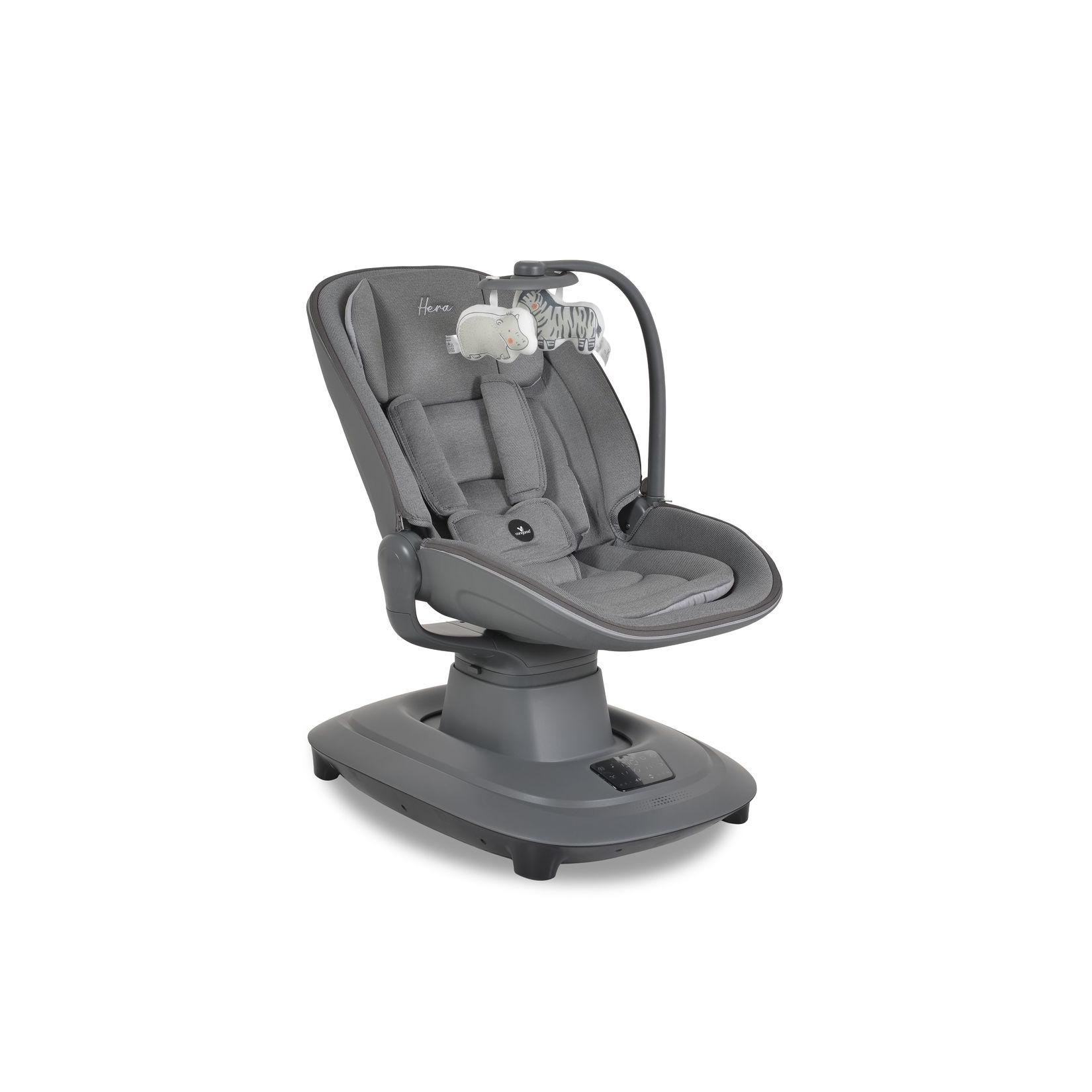 Cangaroo Babywippe Hera elektrisch, Musik, Moskitonetz, 360-Grad-Drehung, Timer dunkelgrau