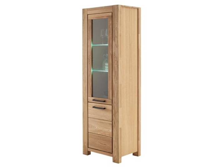 Lomadox Vitrine Vitrinenschrank, Türanschlag Links, LED-Beleuchtung, Wildeiche teilmassiv geölt, Massivholz/Echtholz/Furnier