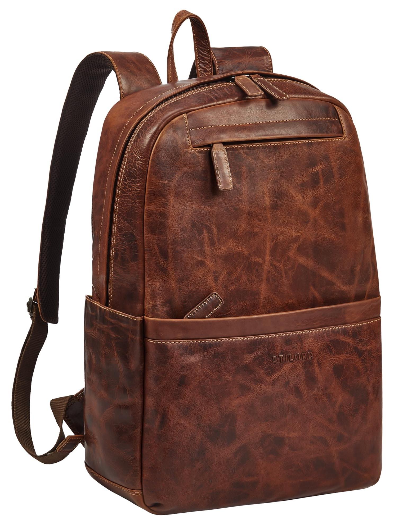 Große Leren Rucksack für Laptop bis 15,6 Zoll