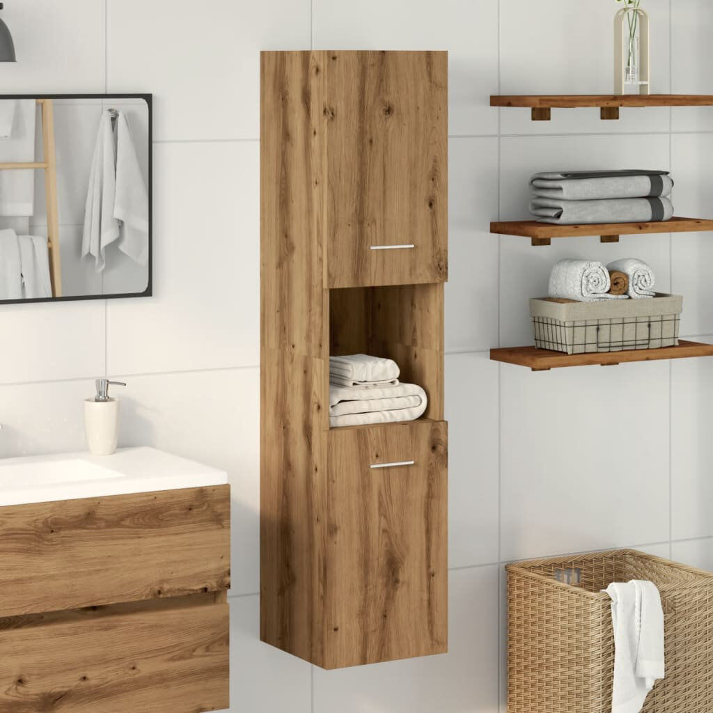 Latitude Run Humayd Freestanding and Wall Linen Cabinet Artisan Oak 130cm H X 30cm W X 30cm D