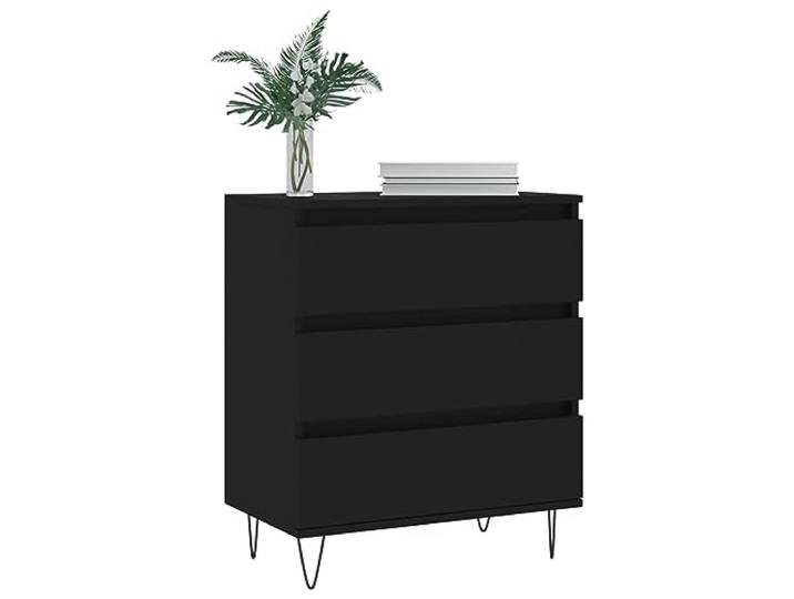 KTHLBRH Anrichte schwarz 60 x 35 x 70 cm aus mehrschichtigem Holz Eisenbeine, großer Stauraum, Ausstellungsfläche, leicht zu reinigen
