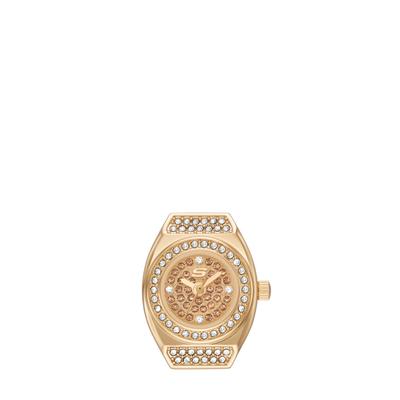 Uhrenring SKECHERS "Corla", gelbgoldfarben, gelbgoldfarben, Armbanduhren, Damen, gelbgoldfarben, Quarzuhr, Damenuhr, Edelstahlringschiene, analog, Glassteine