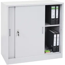 Aktenschrank Preston MCW-F41, Stahlschrank Büroschrank, mit abschließbaren Schiebetüren 90x90x45cm ~ grau