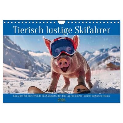 Tierisch lustige Skifahrer (Wandkalender 2026 DIN A4 quer), CALVENDO Monatskalender