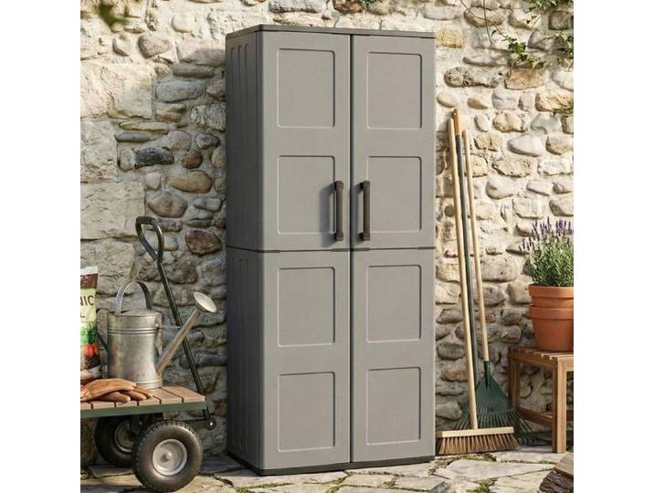 Armoire Extérieure Arabel Dmora en Plastique Gris 68x37x163h cm