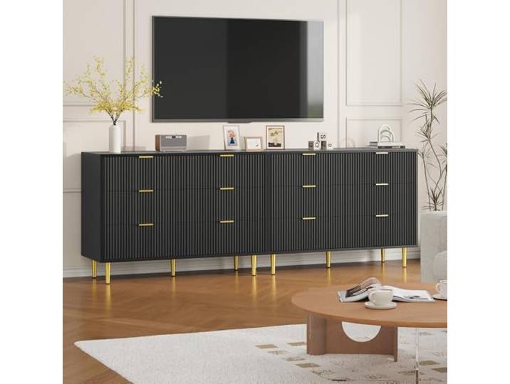 GarveeMore Wellen-Kommode mit 6 Schubladen für Schlafzimmer und Wohnzimmer