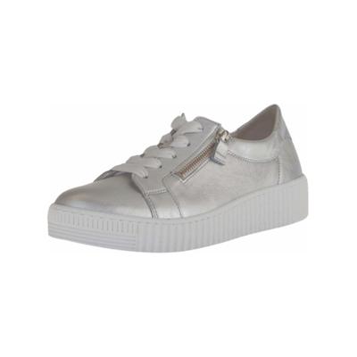 Sneaker GABOR "Gabor Sneaker Leder", Damen, Gr. 40, silber, Leder, Schuhe Sneaker