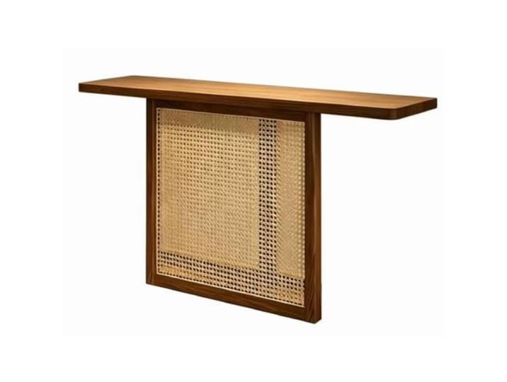 LEUBDIBR Eiche Konsole Tisch FAS-Qualität, schmaler Holz-Eingangstisch Massive Eiche FAS, minimalistische T-Struktur, schmale 30cm Tiefe Flurkonsole Tisch(Walnut,120cm/47.2in)