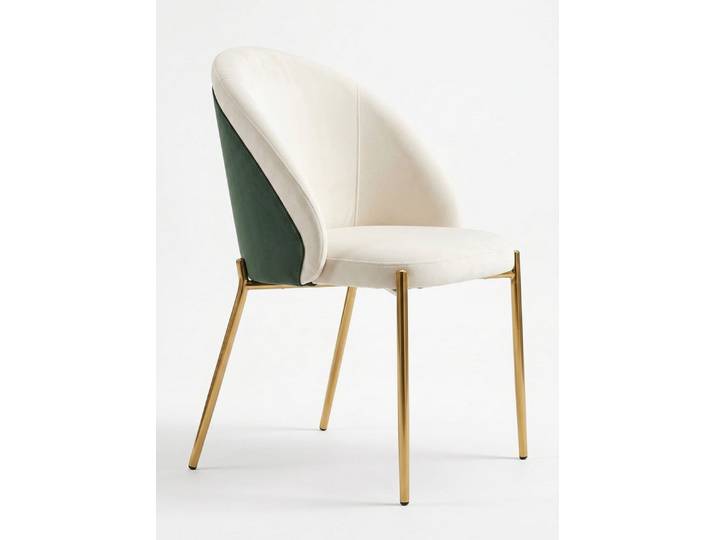 Xlmoebel Sitzgruppe Skandi Luxus Esszimmerstuhl Creme Grün Samt Polsterstuhl Goldene, (1-tlg)