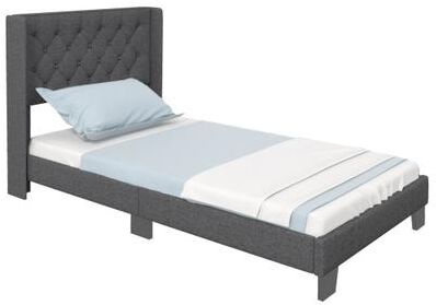 Costway Twin/Full/Queen Size Upholstered Platform Bed with Button Tufted Headboard-Twin Size