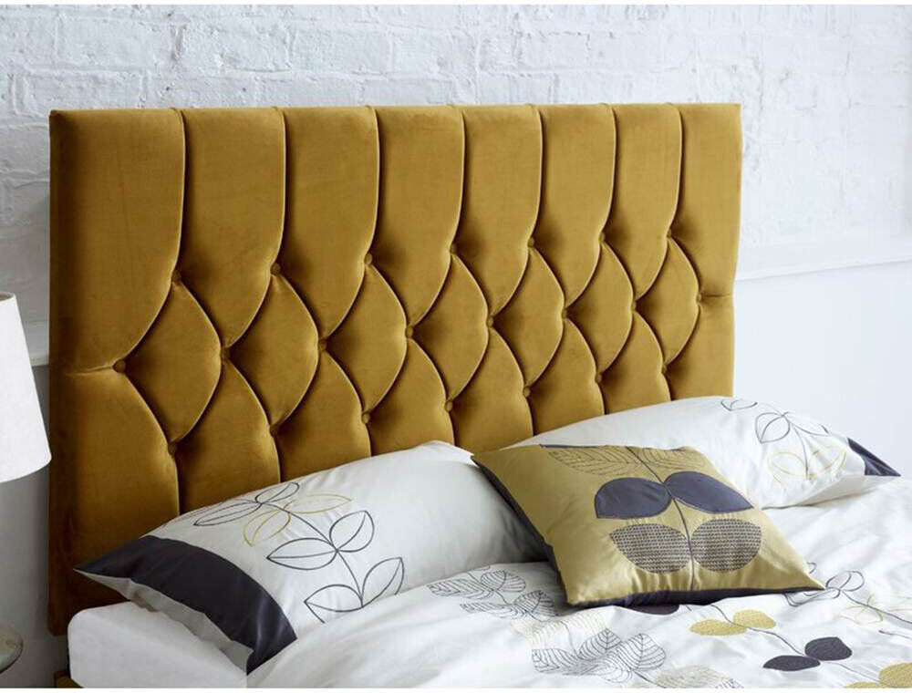 Etta Avenue Linda Upholstered Velvet Headboard Turmeric Double (4'6)