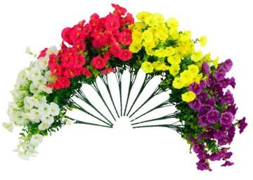 Nearly Natural 14-in UV Resistant Artificial Morning Glory Bush - Set of 12