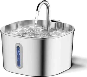 Inspire Curations AquaFlow Stainless Steel Automatic Pet Water Fountain 2.2L white