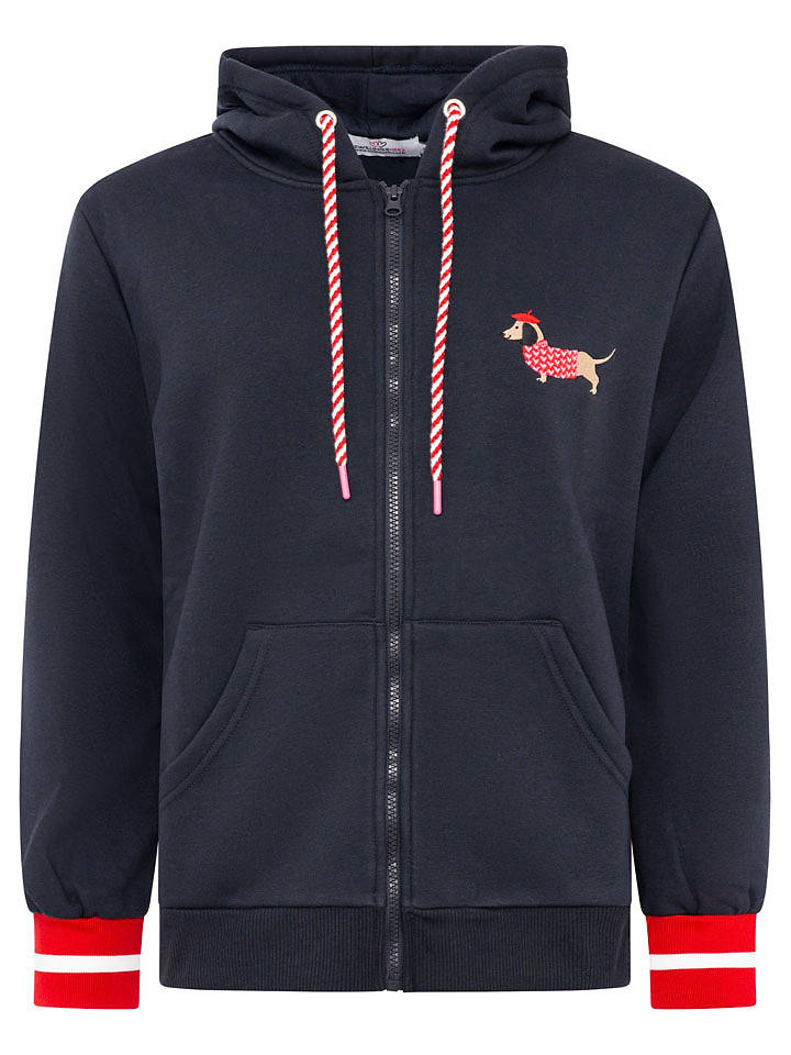 Zwillingsherz Sweatjacke "Très Bien" in Dunkelblau - XXL