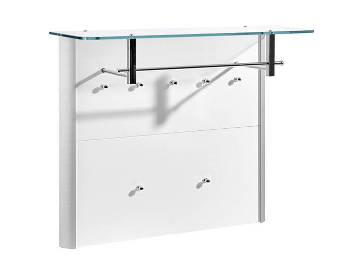 Moderano Garderobenpaneel, Alufarben, Weiß Hochglanz, Metall, Glas, 96x78x33 cm, Garderobe, Garderobenpaneele, Garderobenpaneele