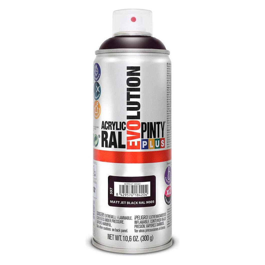 Pintyplus Sprühfarbe Evolution RAL 9005 400 ml Mattierend Jet Black (400 ml) (45263648)