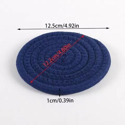 Inspired Living SilkWeave Round Cotton Cup Mat 12 Cm Stylish Tabletop Coaster & Heat Protection Pot Holder c