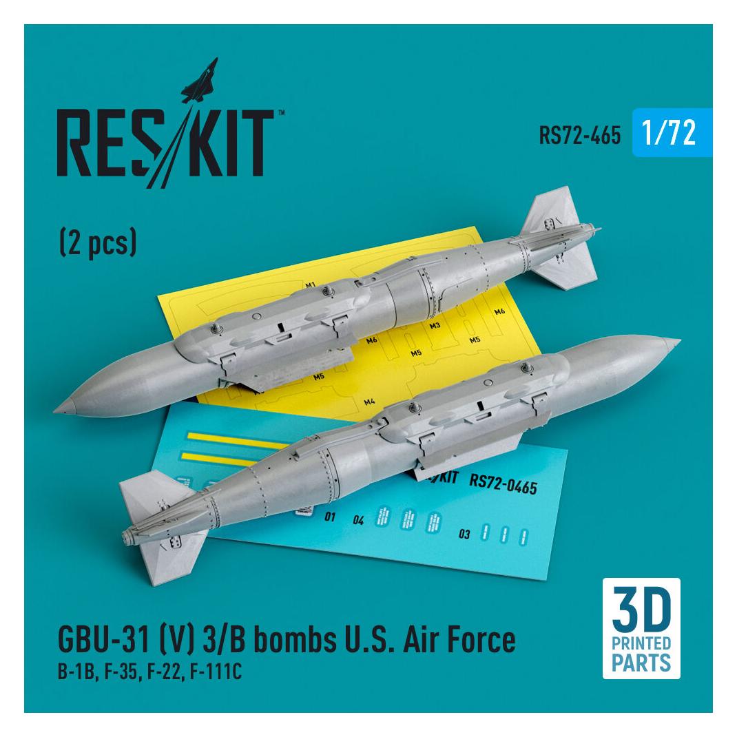 ResKit GBU-31 (V) 3/B bombs U.S. Air Force (2 pcs) (B-1B, F-35, F-22, F-111C) (3D Printed) (RS72-0465)