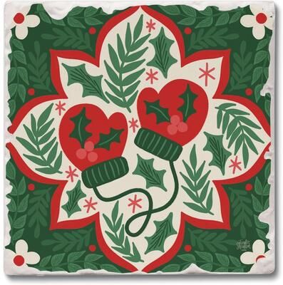Thirstystone Folky Mittens 4 Pack Tumbled Tile Coaster