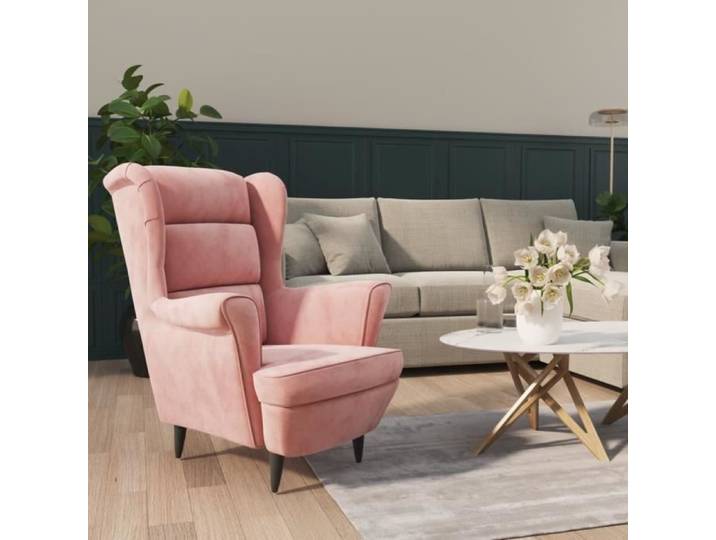 BEST-MEUBLE* Chaise Salon - Fauteuil Rose Velours Luxe & glamour(7965)
