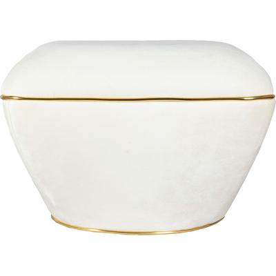 Sitzhocker KAYOOM "Hocker Contessa 125, vielseitig einsetzbarer Allrounder, elegante Form", weiß (elfenbein, gold), B:60cm H:42,5cm T:60cm, Bezug: 50% Baumwolle 50% Acryl / Korpus: Pappelholz, Hocker, Sitzhocker, komfortabel, hochqualitativ,...