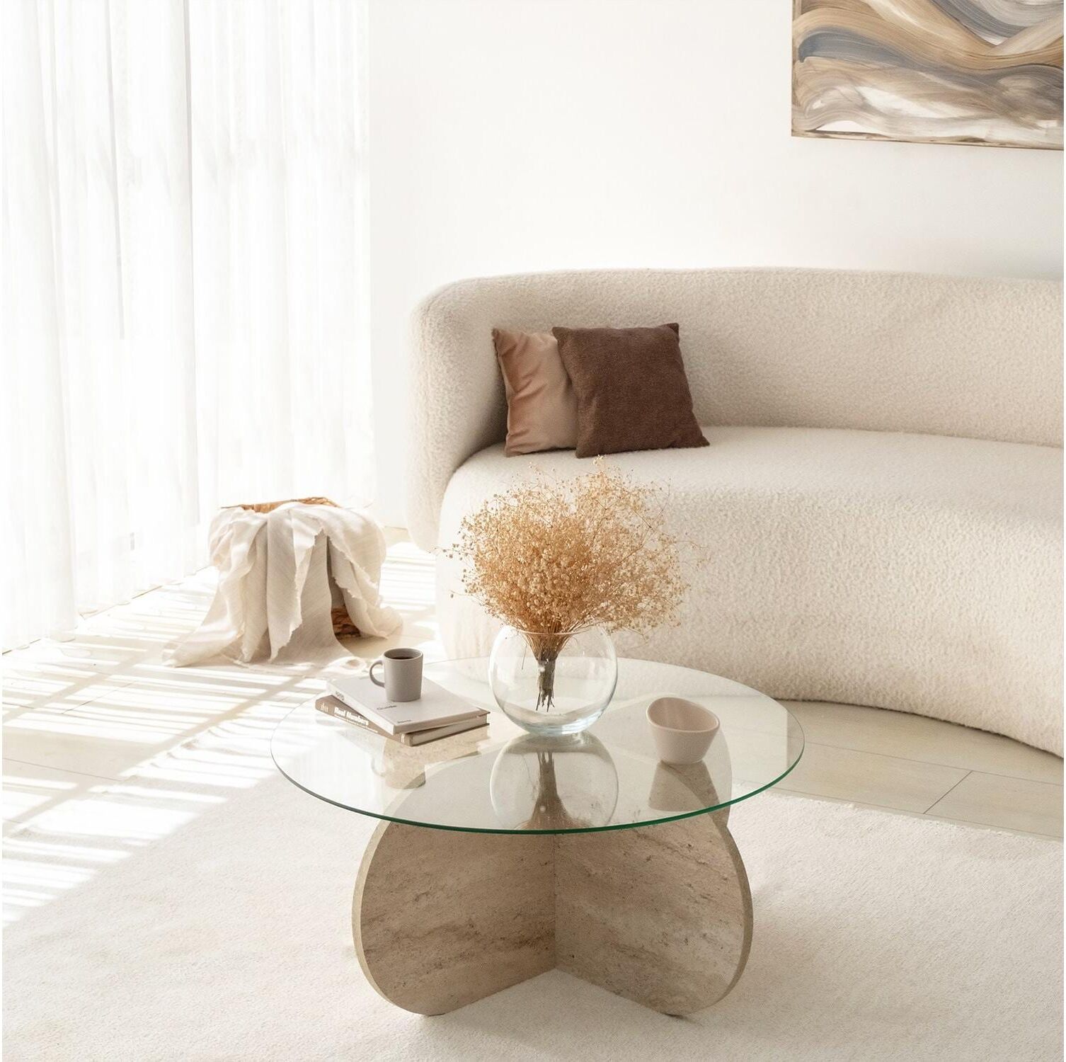 Couchtisch WOODY FASHION "Bubble 75 x 35 cm", beige (natur, natur), B:75cm H:35cm, Tische, Couchtisch natur, natur B/H/T: 75cm x 35cm x 75cm