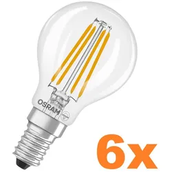 6er Vorteilspack  OSRAM E14 LED SUPERSTAR FILAMENT klar dimmbar 5,5W wie 60W warmweiße Wohnraumbeleuchtung