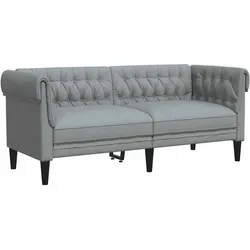 vidaXL Chesterfield-Sofa 2-Sitzer Hellgrau Stoff