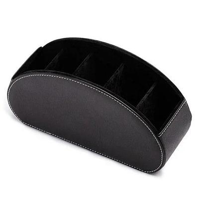 PU Leather 5 Grid Desk Organizer For Remote Control Phone And Accessories black