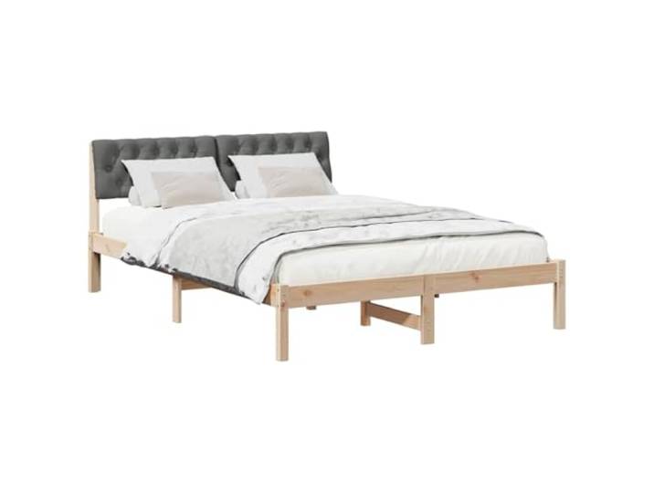 KTHLBRH Bettgestell aus massivem Kiefernholz, 160 x 200 cm Kopfteil gepolstert aus Polyester, modernes Design, Kapazität 200 kg, pflegeleicht
