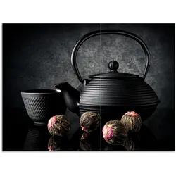 Wallario Herdabdeckplatte 60 x 52 cm (BxH), 1-teilig Japanisches Tee-Set