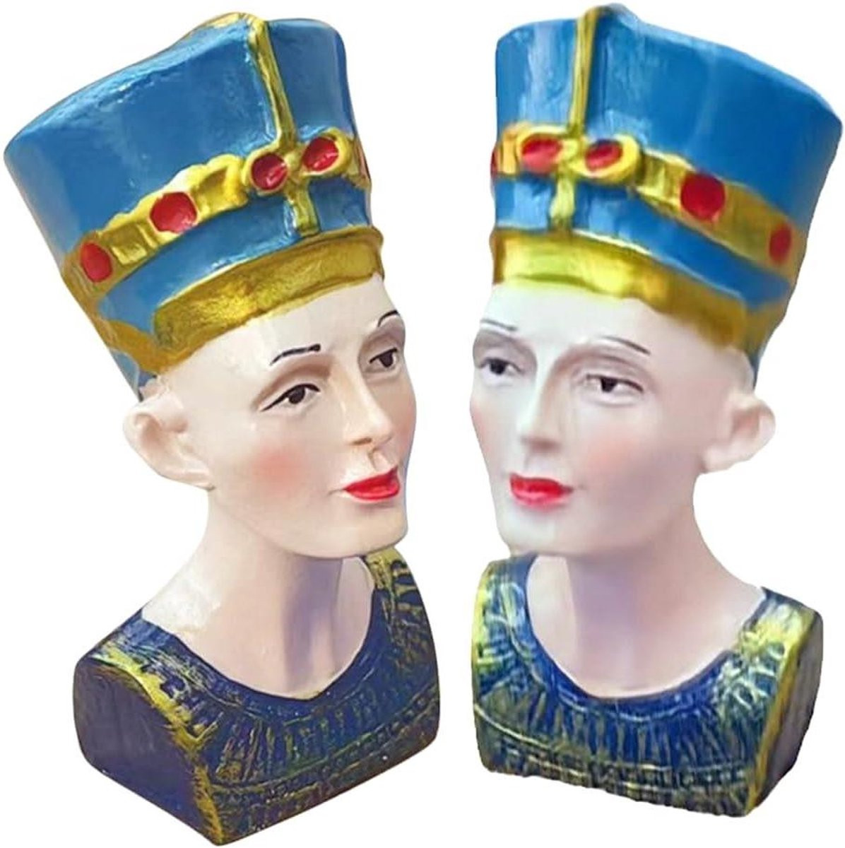 Egyptische Koningin Buste Hars Beeldje voor Tafeldecoratie - Diverse Kleuren - Hoogte: 7,5 cm