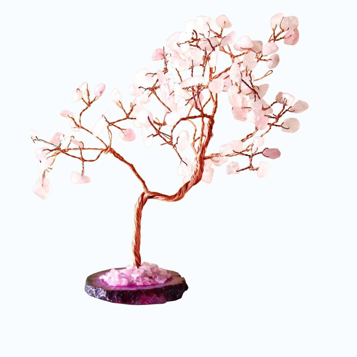 Ancient Wisdom Edelsteenboom Rozenkwarts met Roze Agaat Basis – Decoratieve Edelsteenboom voor op tafel