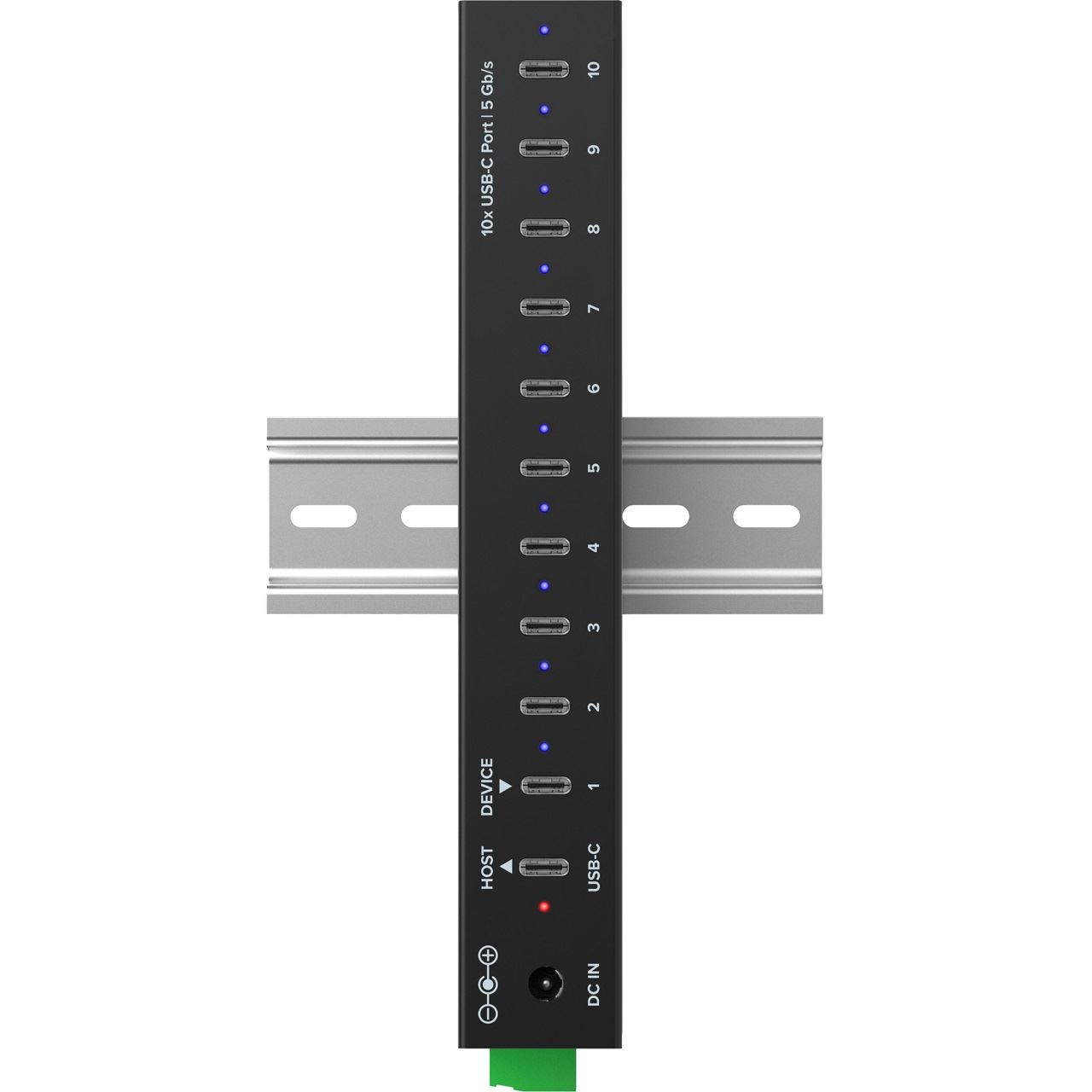InLine USB 3.2 Gen.1 Industrie-Hub, USB-C, 10-Port, mit Netzteil