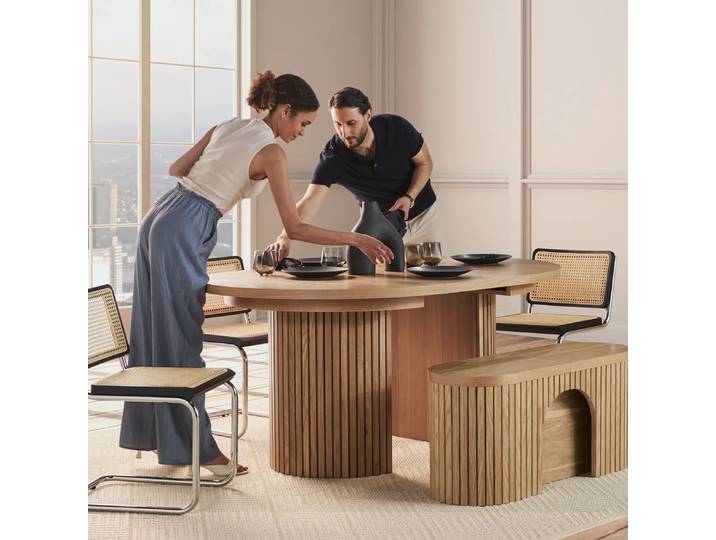 Design moderne 6 8 10 personnes Table à manger extensible moderne ovale en chêne