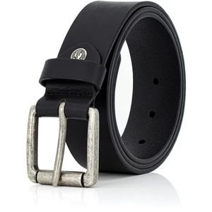 Lindenmann Gürtel Ledergürtel 1009021, schwarz, mit Dornschnalle, Rindsleder, Länge 110 cm