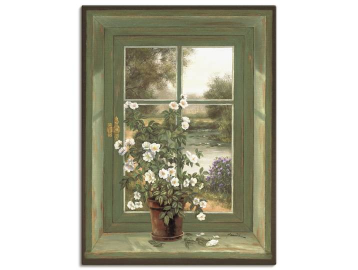 Wandbild ARTLAND Wildrosen am Fenster , grün (farbe bild(er): grün), B:30cm H:40cm, Bilder, Wandbild, als Alubild, Leinwandbild, Poster in verschied. Grössen