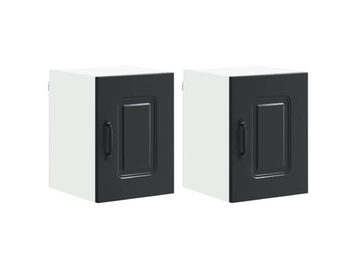 KGHFDVB Küchenschrank Kalmar 2 Stück Holzwerkstoff Schwarz 30 cm Holzwerkstoff, 4 Regale und 2 Türen, bis 120 kg belastbar, für Küche und Kochbereich, 2er Set