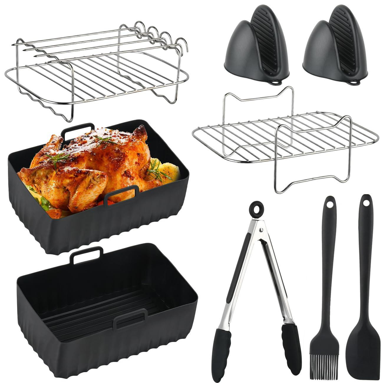 Selius 14 stuks siliconen accessoires set voor luchtfriteuse AF400EU 9L