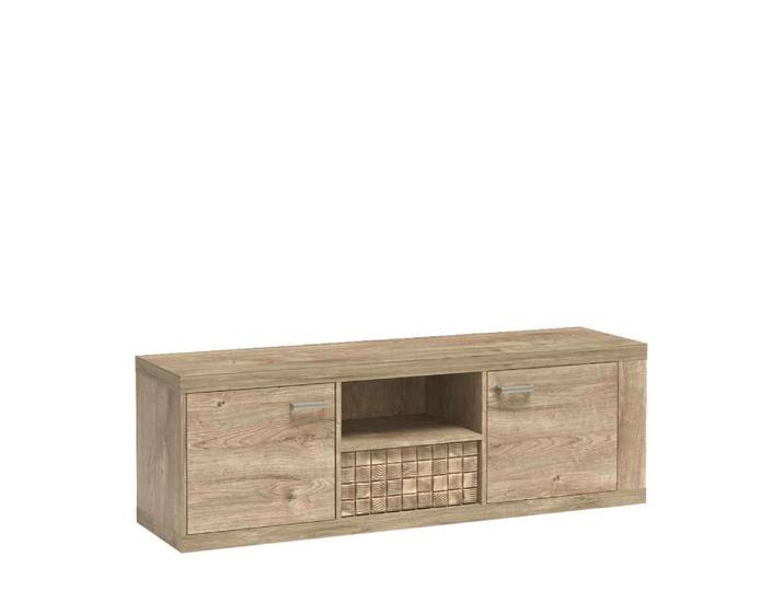 Masseno TV-Schrank YASUO 150,5 cm Fernsehschrank mit 2 Türen TV-Lowboard für Wohnzimmer Modern 150,5x40,5x51 cm Eichefarben